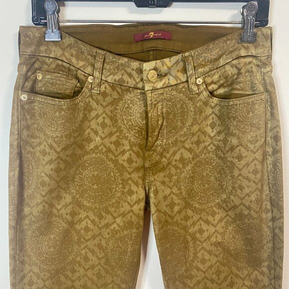 7 For All Mankind Women's Gold 28 Cropped Skinny Ankle Jeans - Picture 6 of 15